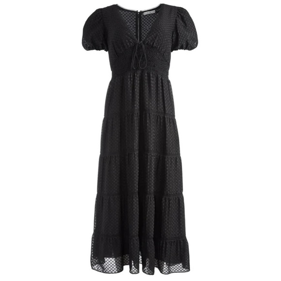 Alice + Olivia Dresses & Skirts - NWT Alice + Olivia Tia Puff Sleeve Black Midi Dress